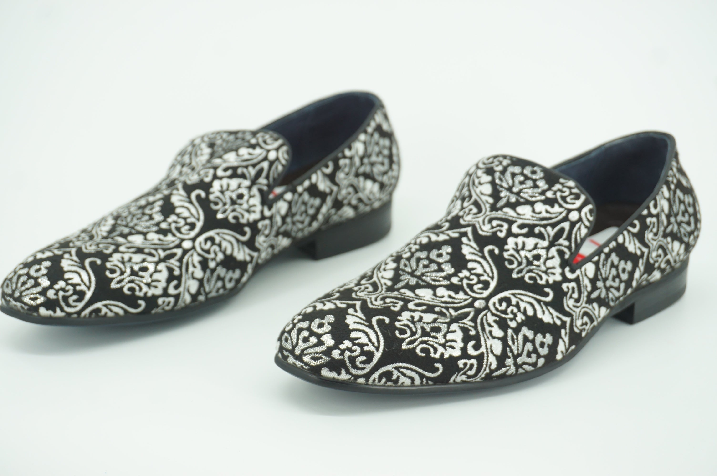 Robert Graham Gibbons Smoking Slipper Loafer embossed black Silver SZ 11 $258