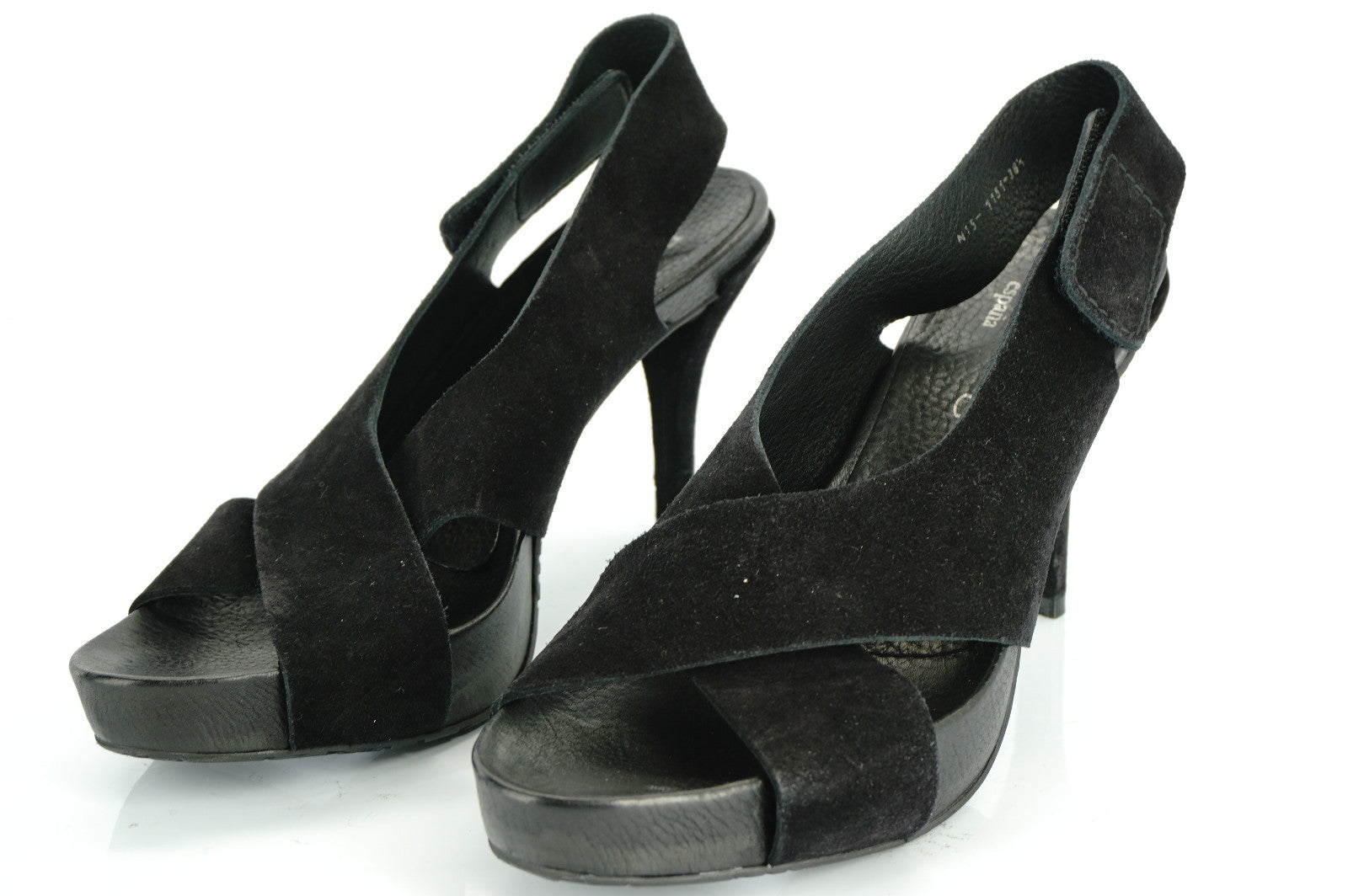 Pedro Garcia Black Suede 'Libby' Slingback Platform Sandals Size 38.5 New $480