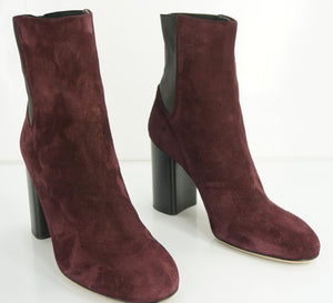 Rag & Bone Agnes Wine Suede Leather Heels Ankle Boots Sz 39 Stretch $575 Chelsea