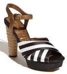 Sam Edelman Black White Leather Mabel Ankle Strap Platform Sandals Size 9.5 $140