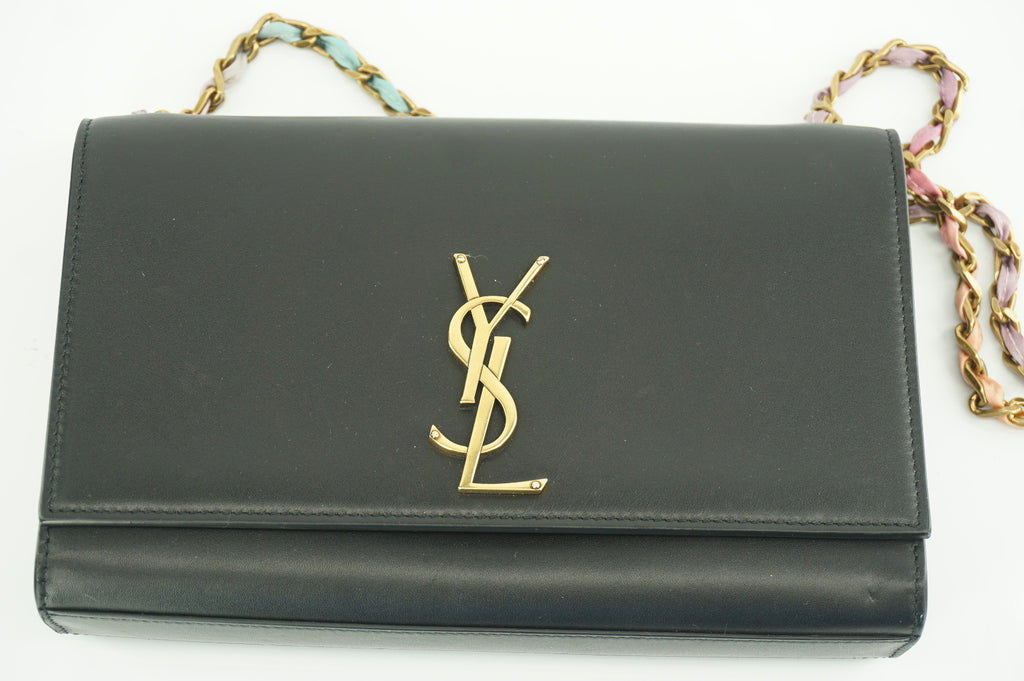 Saint Laurent Black Kate Medium Monogram Chain Leather Bag $2190 YSL Logo