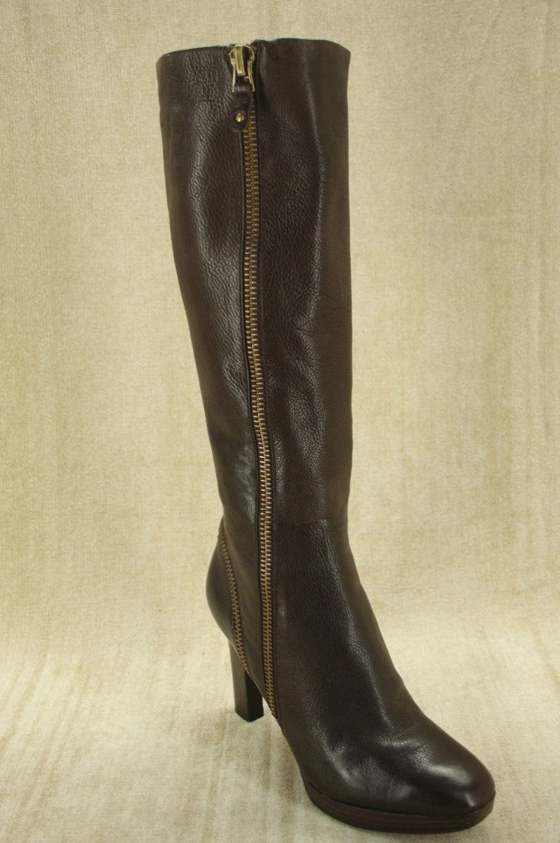 Via Spiga Brown Leather 'Tenley' High Heel Riding Boots Size 9.5 New $398