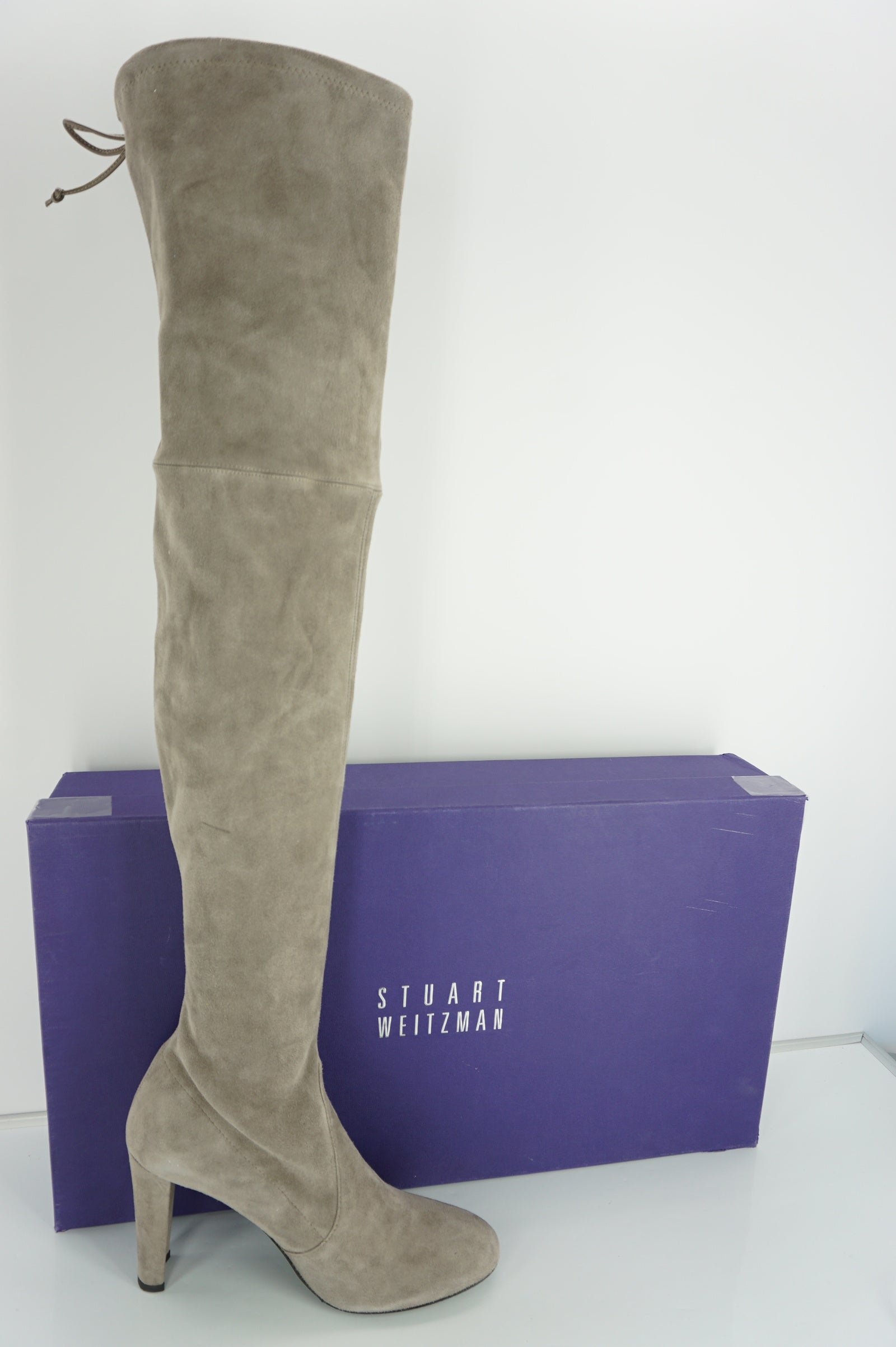 Stuart Weitzman Highland OTK Grey Suede boots SZ 10.5 NIB Thigh $790