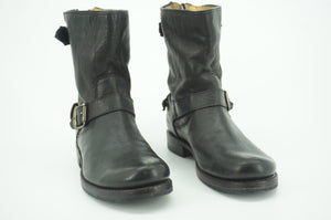 Frye Veronica Shortie Black Leather Biker Boots size 7.5 Slouchy Buckle $327