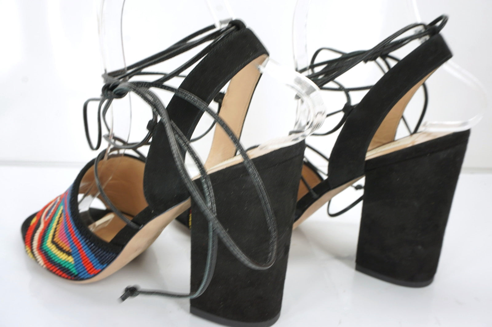 Valentino Native Tibal Beaded Lace-Up Sandals SZ 38 Ankle Strap $1375 NIB