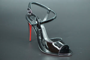 Christian Louboutin So Jenlove 100 Black Patent Sandals Size 35 Ankle Strap $945