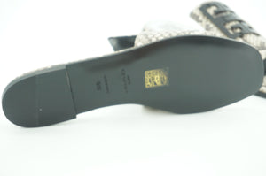 Givenchy Snake Print Cutout Logo grey Flat Mule Slide Sandals SZ 38.5 NIB $825