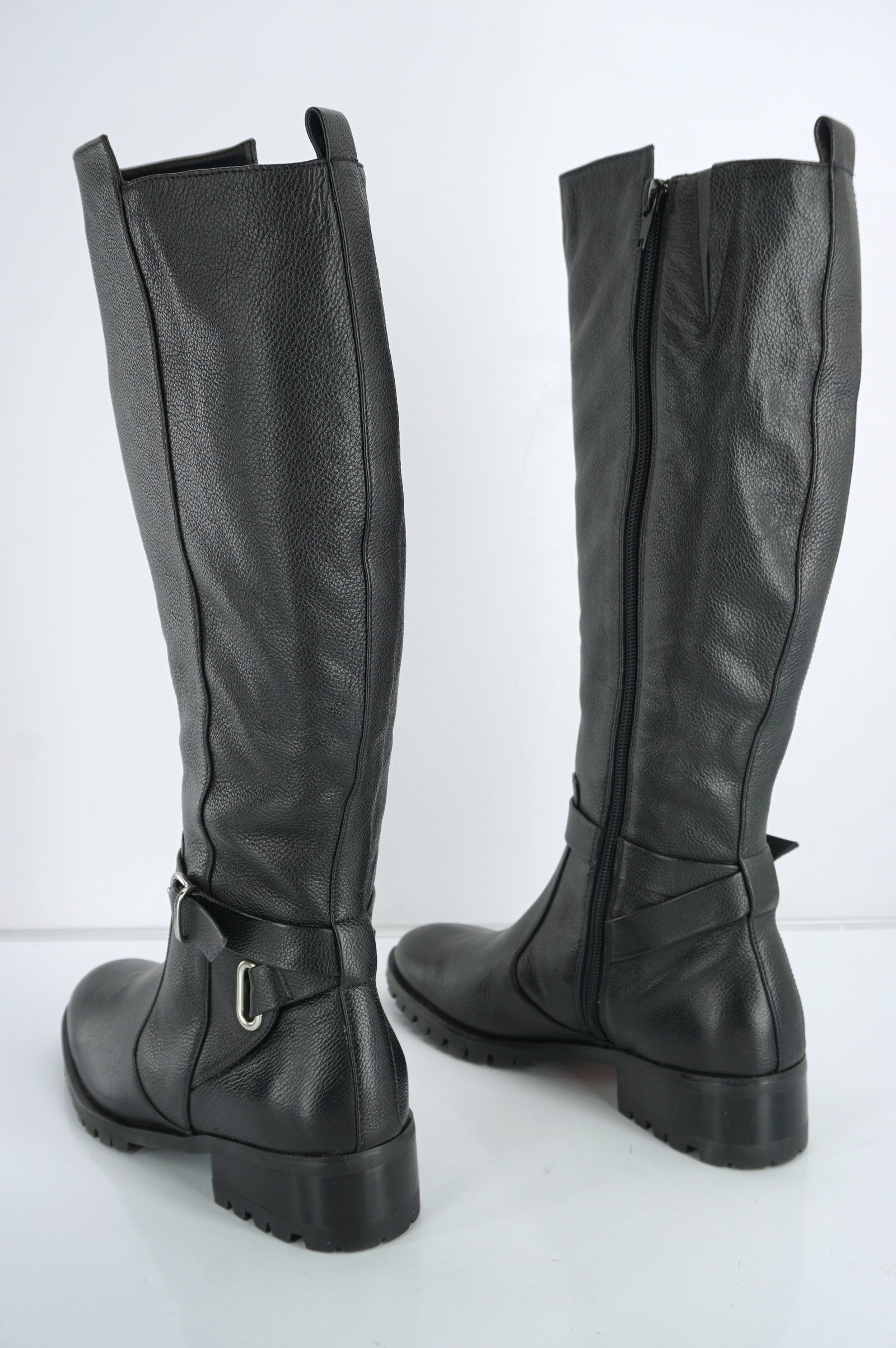 Tesori Womens Valencia Riding Boot Black Leather Size 6.5