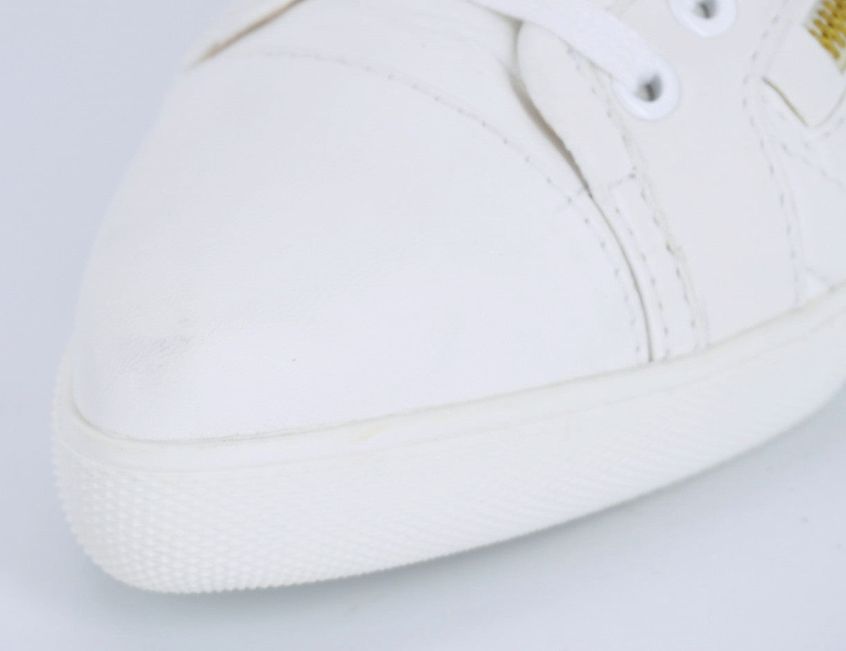 Miu Miu White Leather High Top Zipper Sneakers Size 38.5 New $650