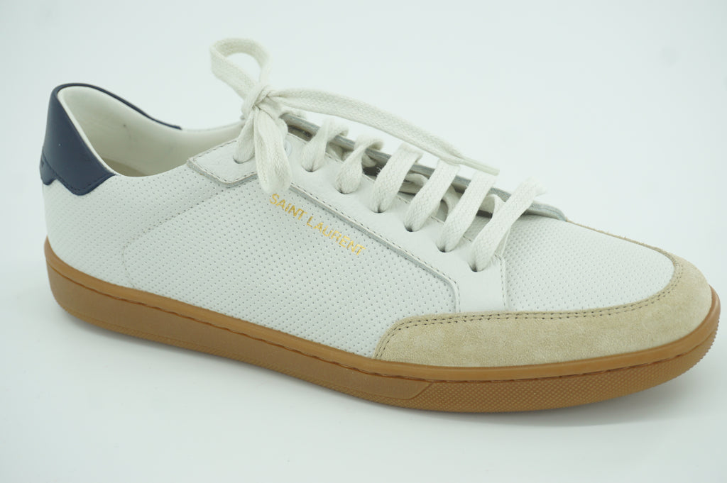 Saint Laurent White Leather Court Classic Low Top Sneakers Size 37 YSL Logo