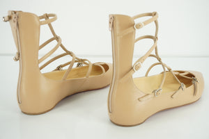 Christian Louboutin Nude Calf Toerless Strappy Flat Sandals Size 38 NIB $845