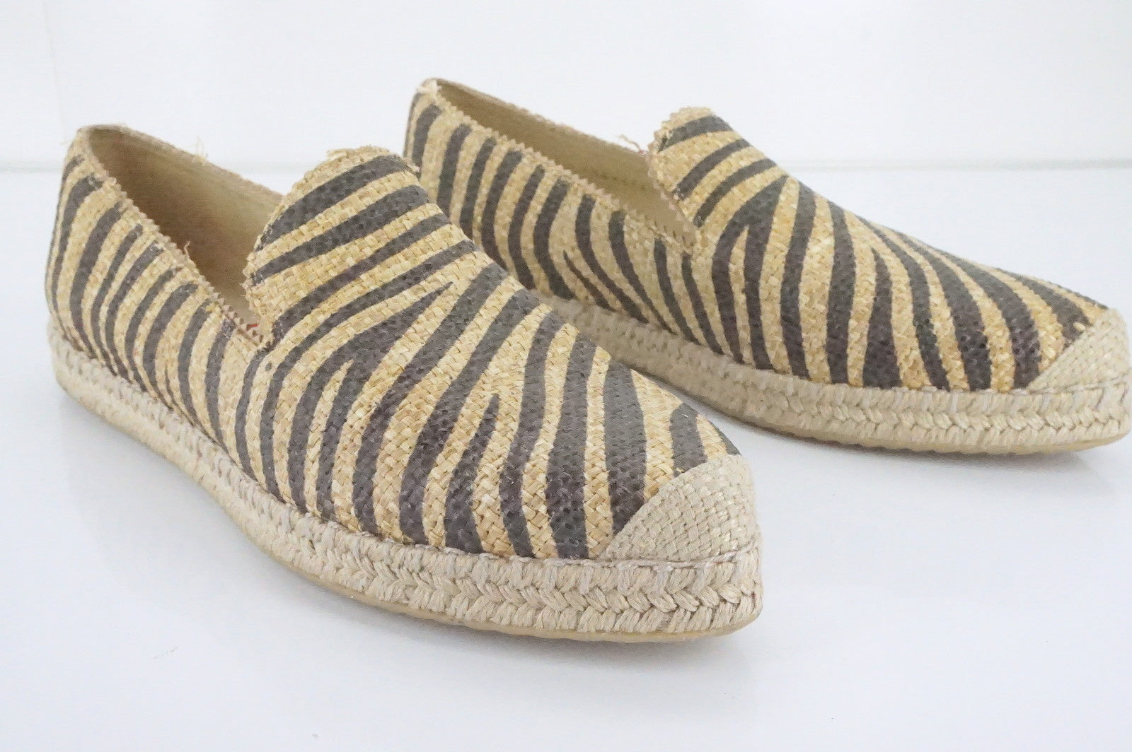 Stuart Weitzman Catalan Striped Espadrille Flat Loafers size 9.5 New $265 SZ Toe