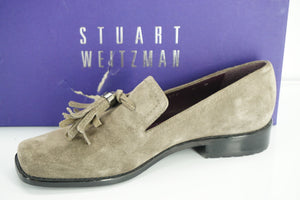 NIB Stuart Weitzman Tassylady Suede Loafer Seal Gray Tassle SZ 5 Womens New