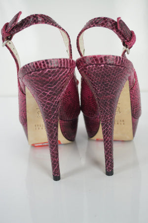Stuart Weitzman Vevey Pink Leather Slingback Platform Heels Pumps Size 6.5 NIB