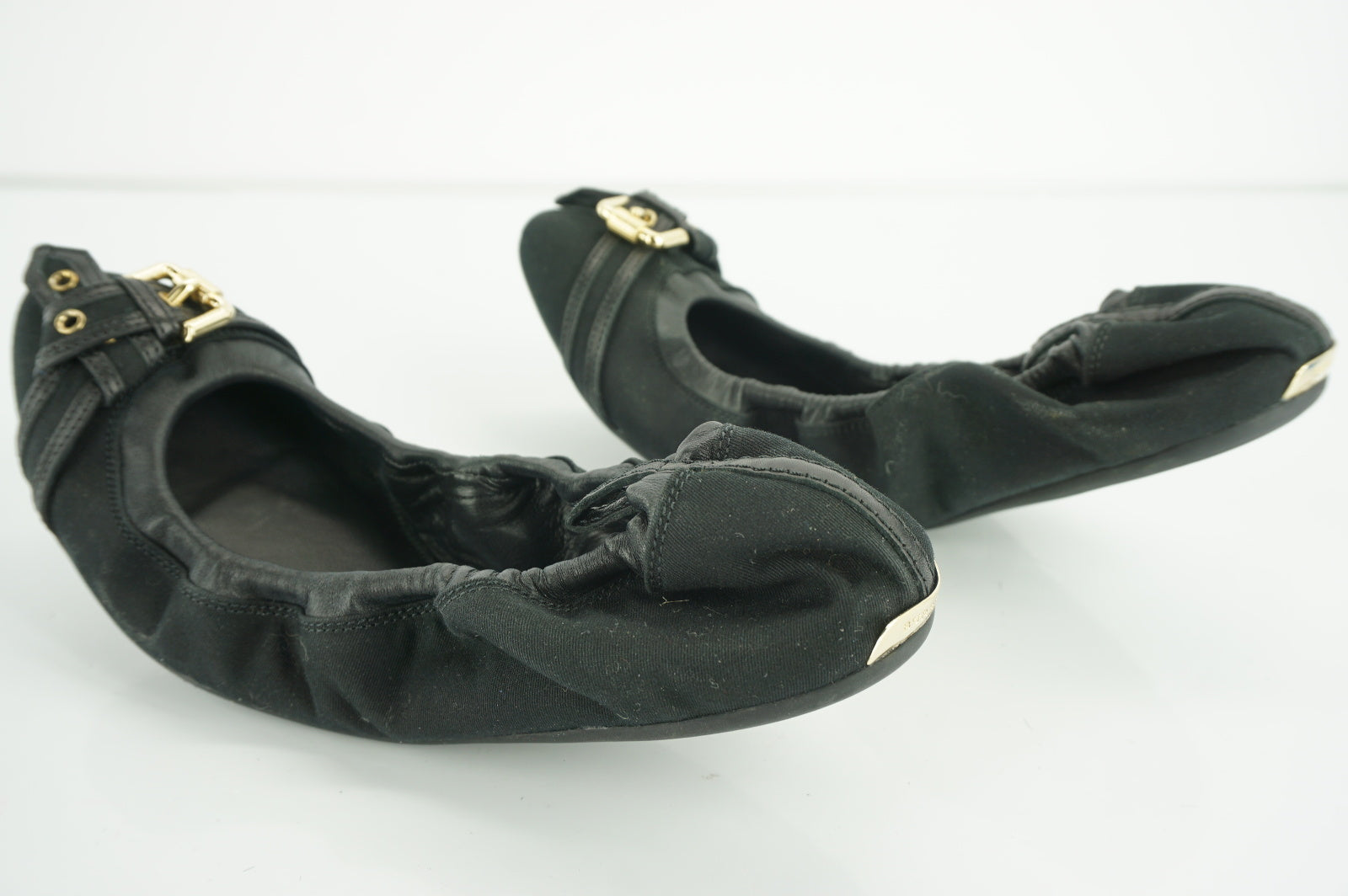Burberry Womens Thompson Ballet Flat Black Leather Size 36