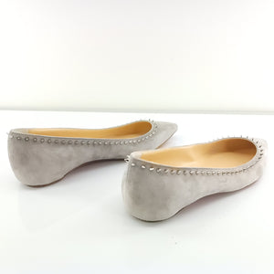 Christian Louboutin Grey Silver Anjalina Pointed Toe Flats Size 38 NIB $845