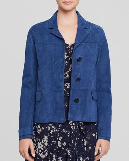 Burberry Dark Canvas Blue Suede Pepleigh Jacket Size 4 US - Small $1695 NWT Coat
