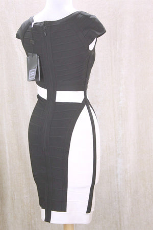 Herve Leger Amber Classic Cap Sleeve Bandage Dress SZ Small $1550 NWT Colorblock