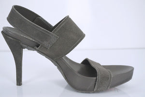 Pedro Garcia Leann Grey Suede Platform Strappy High Heel Sandals Size 39.5 New