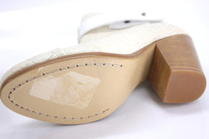 Rag & Bone Ivory Leather Harrow Ankle Booties SZ 39.5 Belted Block Heel New $550