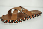 Prada Crisscross Espadrille Slide Sandals Size 40 10 logo New brown $620 Womens