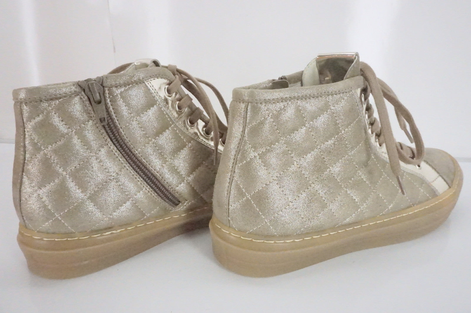 Attilio Giusti Leombruni Quilted Suede Ginger High Top Sneaker Size 38.5 NIB AGL