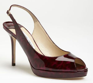 Jimmy Choo Nova Patent Leather Peep Toe Slingback Sandal SZ 39 New Platform $750