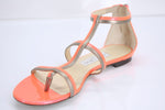 Jimmy Choo Tabitha T Strap Stiped Caged Sandals SZ 37.5 Flat Thong New $795