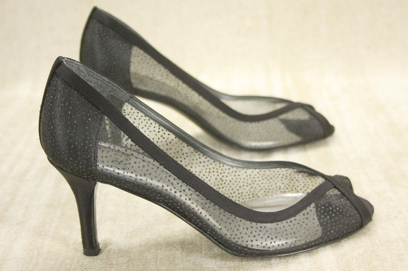 Stuart Weitzman Black Mesh Lace 'Laceola' Peep Toe Pumps Size 8 $360