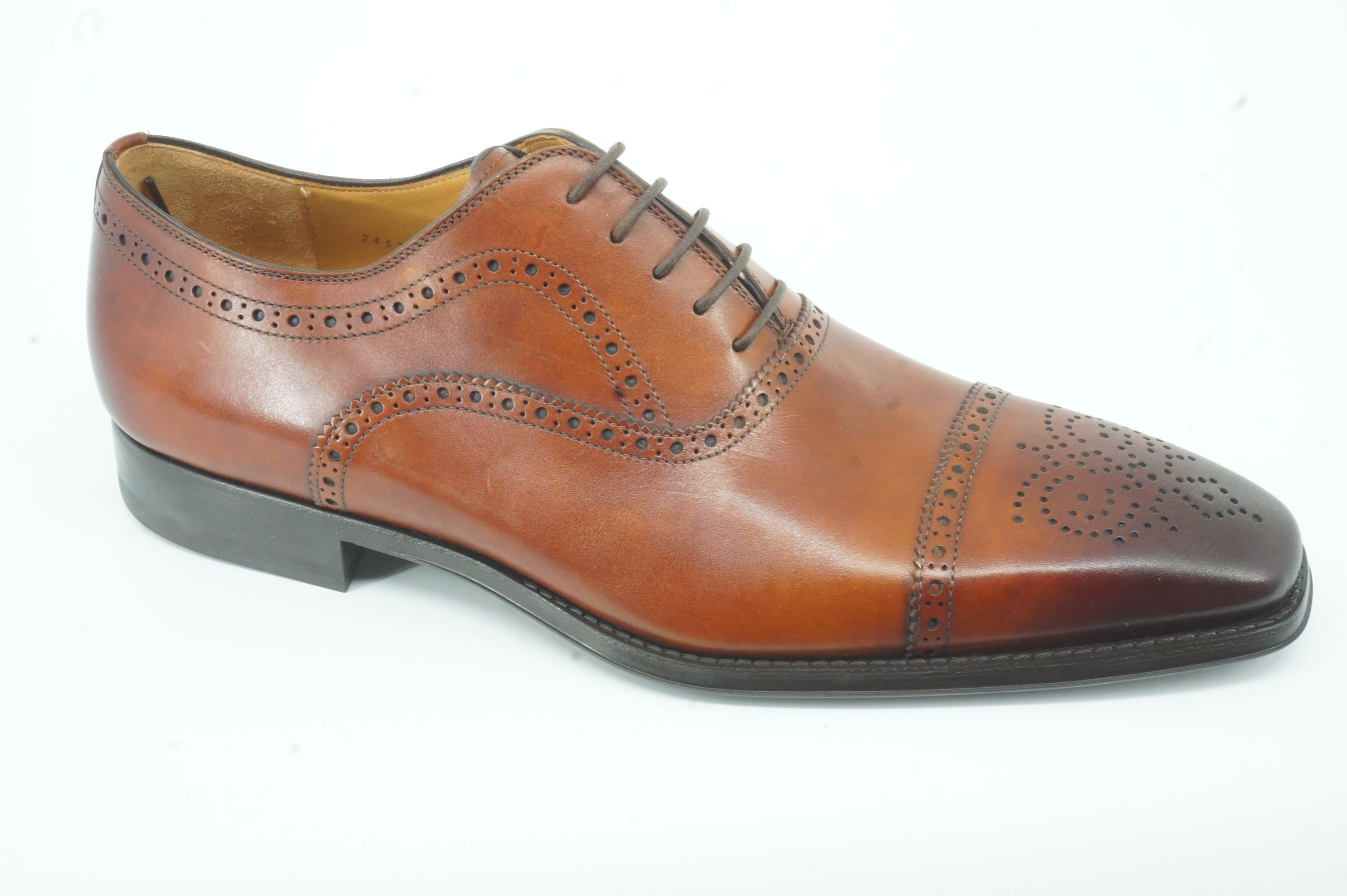 Magnanni Galen Brogue Perforated Toe Oxford Derby Dress Shoes Size 12 Brown $395