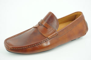 Magnanni Vance Penny Driving Loafers Size 9.5 Brown Leather $350 slip on NIB