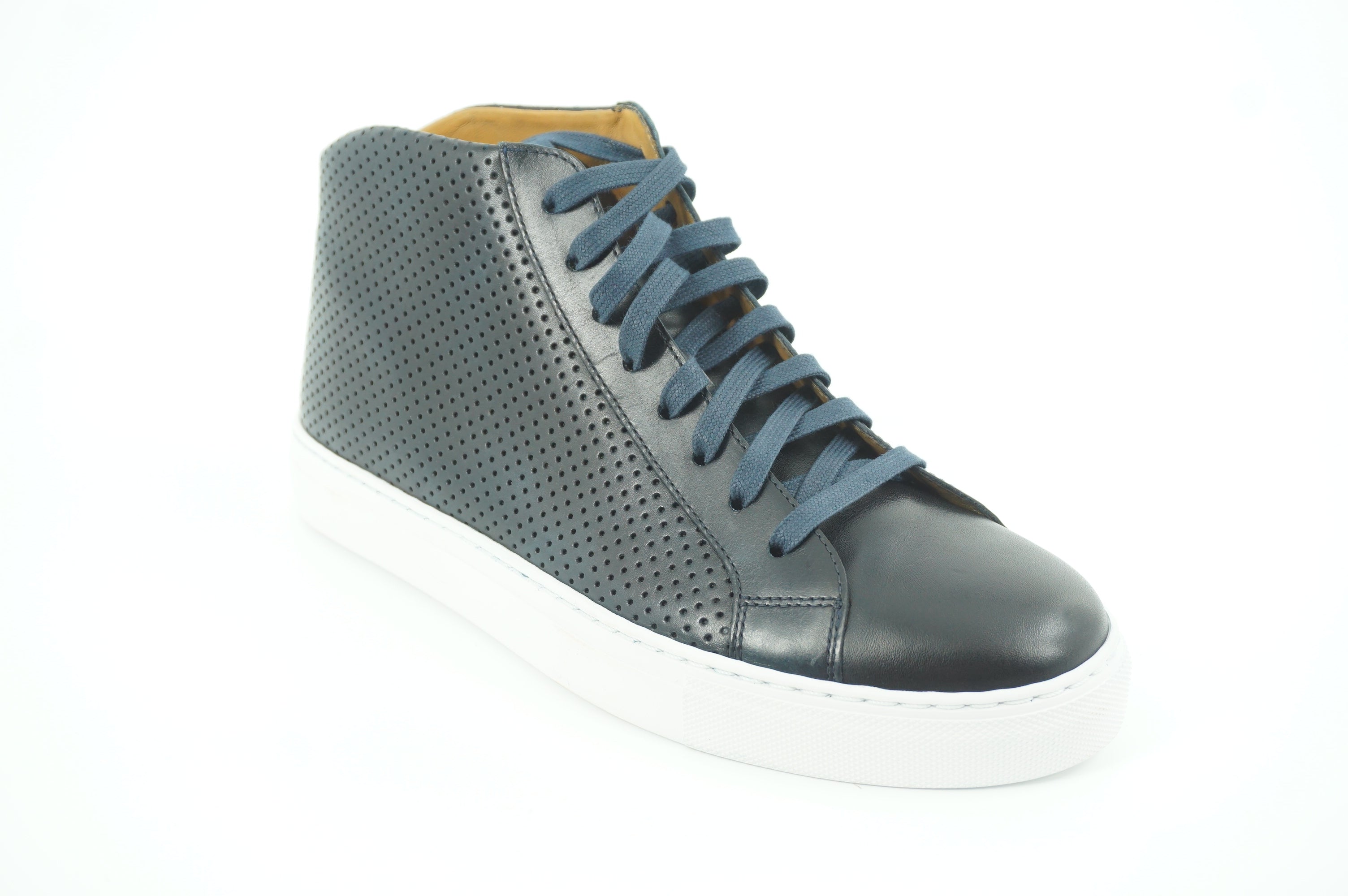 Magnanni Mack Blue Perforate Leather Lace Up D Sneaker SZ 9.5 NIB $335 High Top