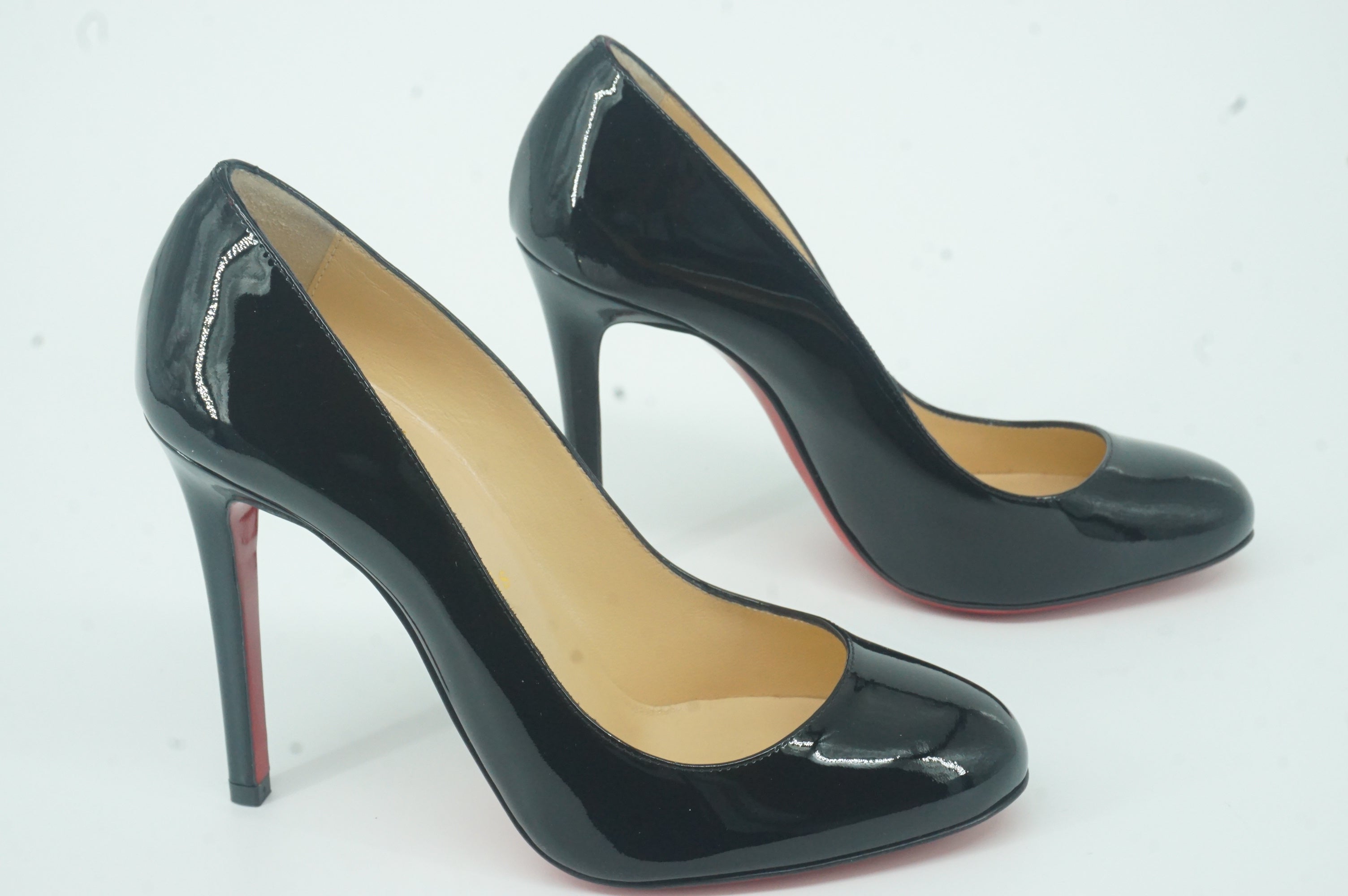 Christian Louboutin Fifille Black Patent Leather Pumps SZ 36.5 Round Toe $695