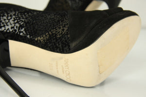 Jimmy Choo Vivid Mesh Open Toe Platform Booties Pump Size 38.5 New heel $890