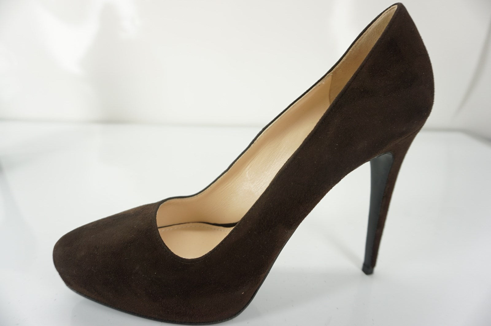 Prada Brown suede hidden platform almond toe pumps size 40 10 New $750