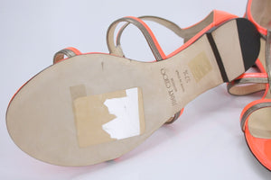 Jimmy Choo Tabitha T Strap Stiped Caged Sandals SZ 37.5 Flat Thong New $795