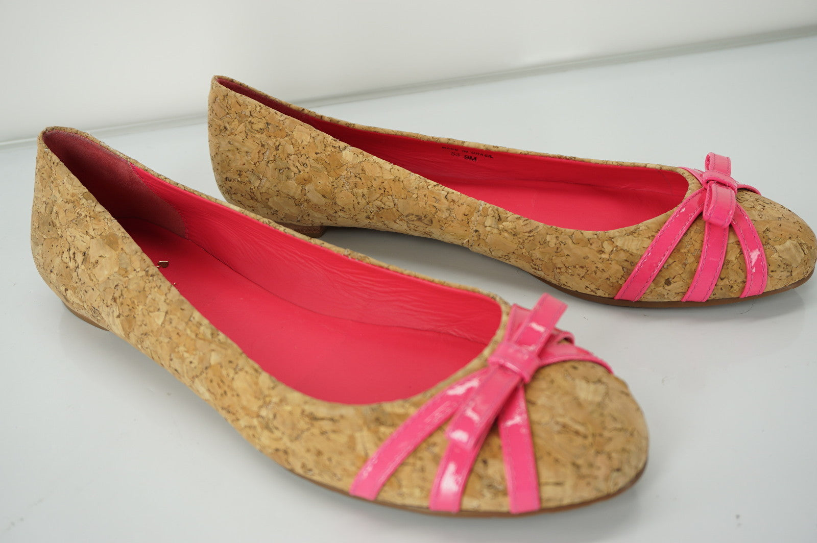 Kate Spade New York Pink Cork Tiny Bow Ballet Flats Size 9 New $198 Women's Sz