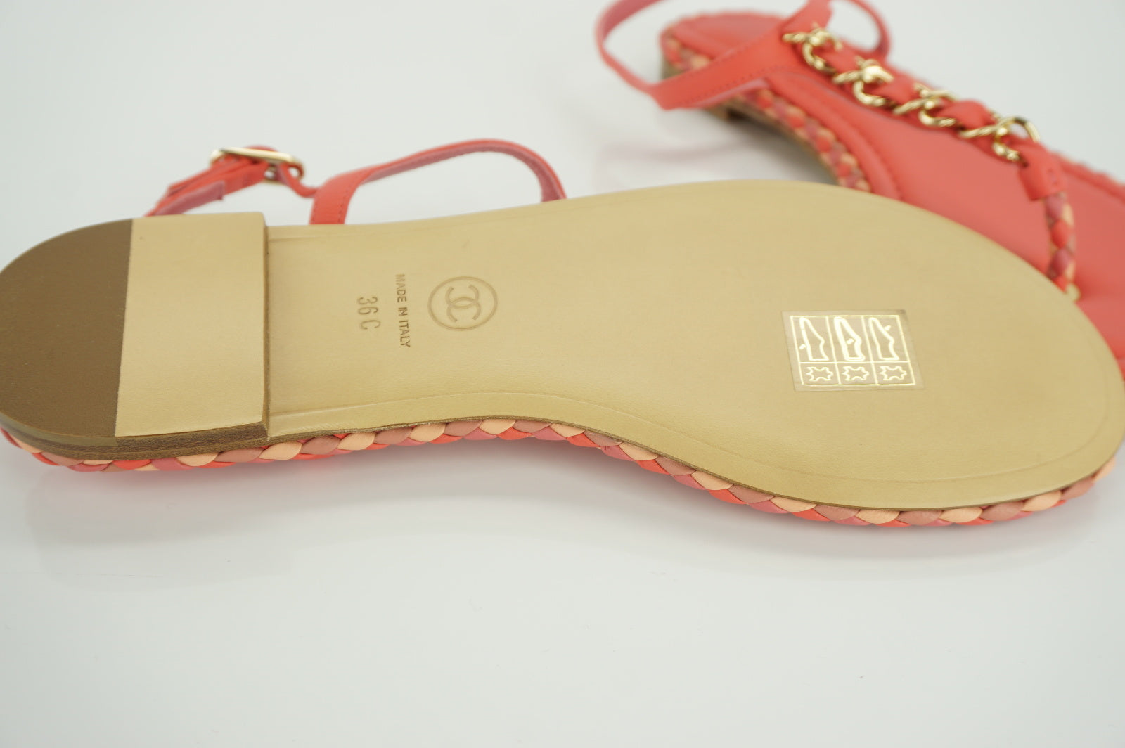 Chanel CC Logo Chain T Strap Bright Pink Thong Sandals Size 36C NIB Ankle $825