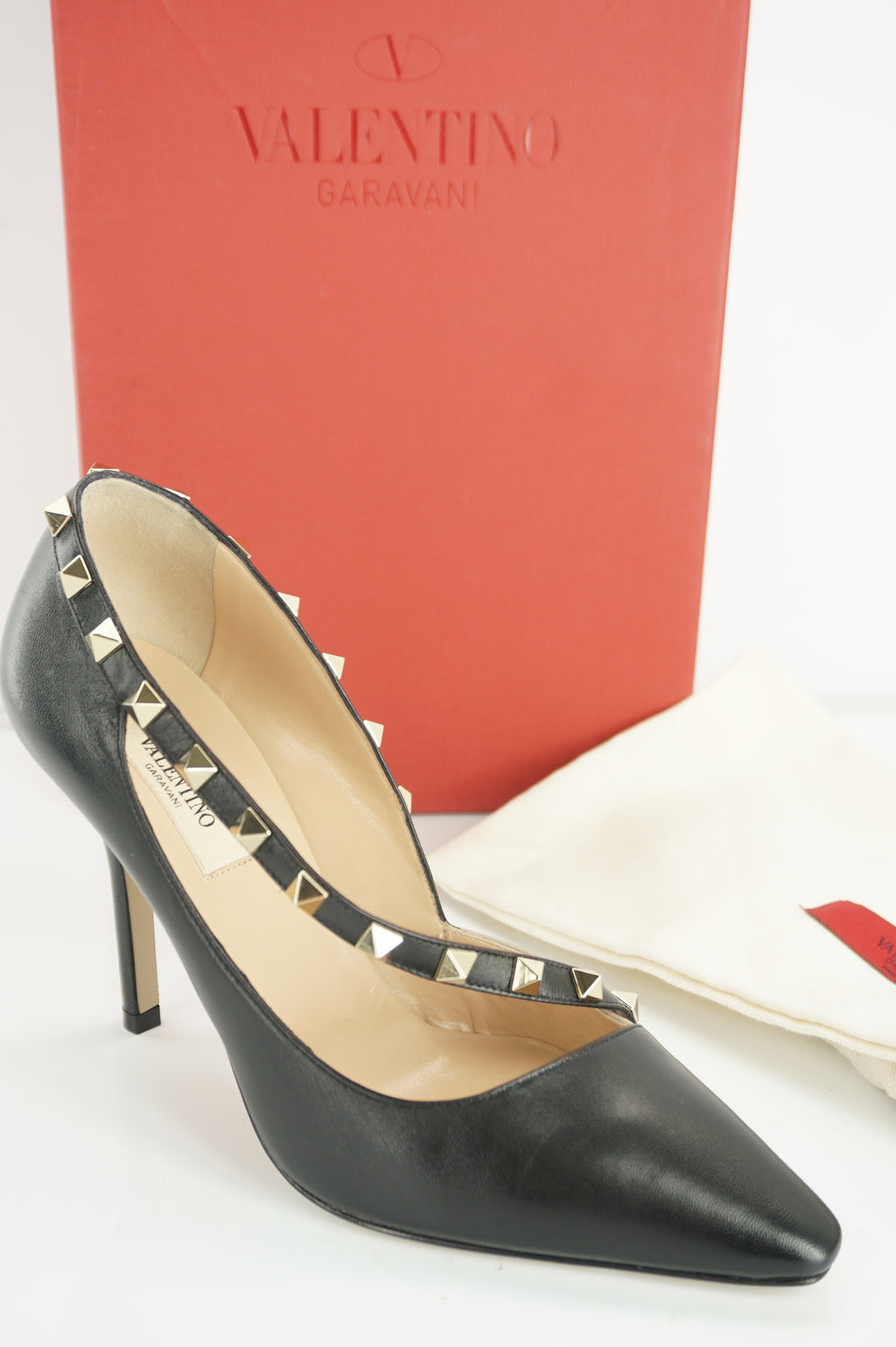 Valentino Black Leather Rockstud D'Orsay Strap Sandals SZ 36.5 NIB Heel $895