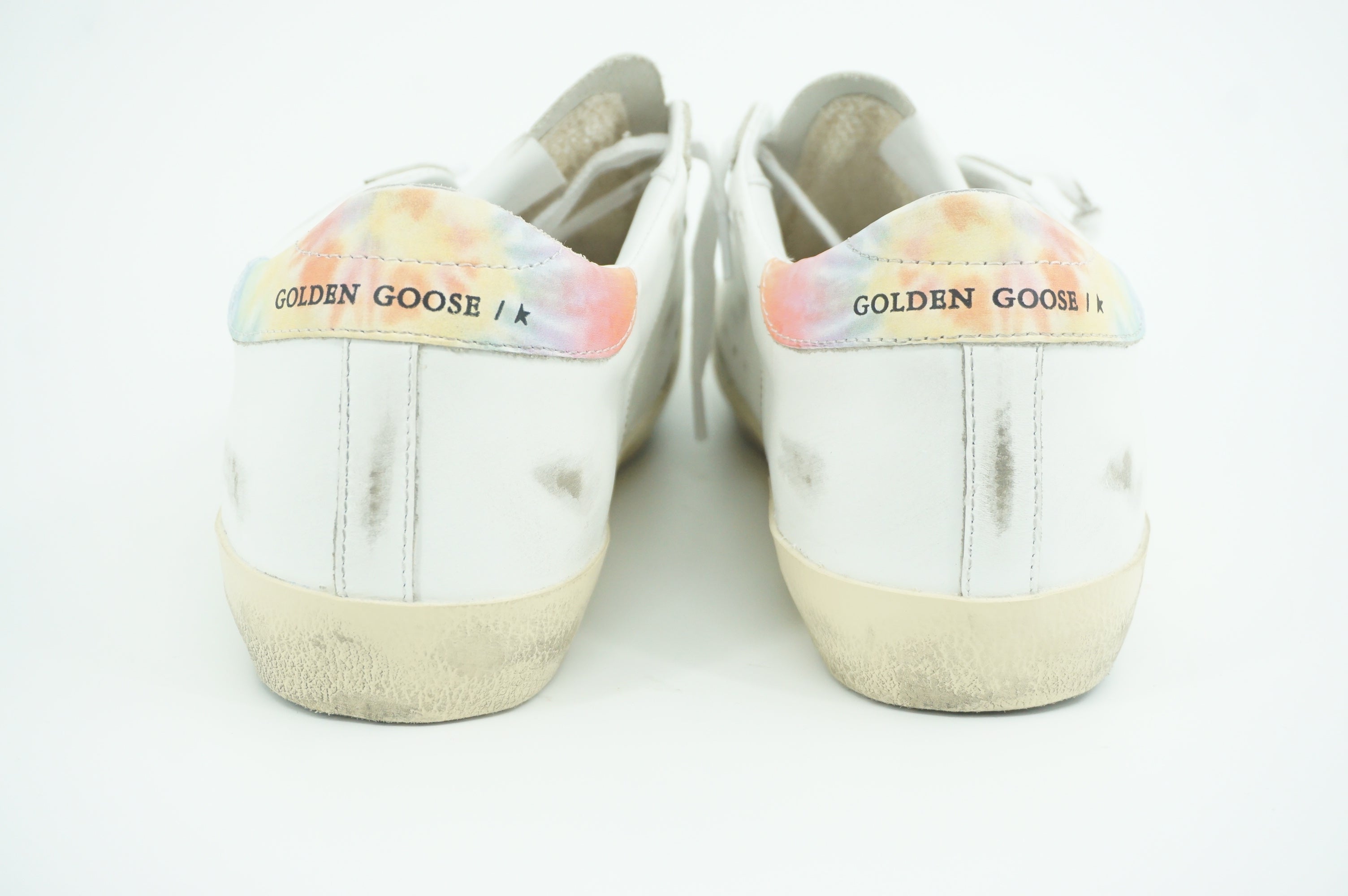 Golden Goose Super-Star Tie Dye Low Top Sneaker Leather Sneaker SZ 41 11 Rainbow
