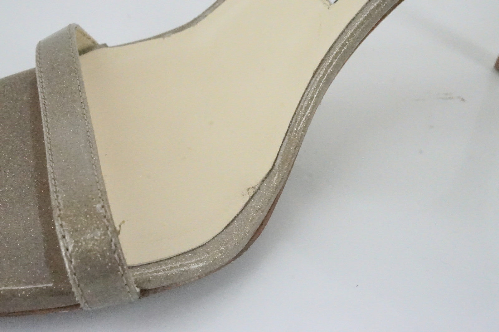 Jimmy Choo Minny Metallic Patent Leather Ankle Strap Sandals SZ 39 New Heel $850