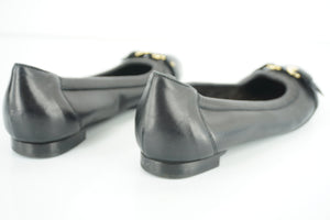 Attilio Giusti Leombruni Black Leather Cap Toe Ballet Flats Size 35 AGL Women's