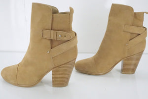 Rag & Bone Kinsey Brown Suede Block Heels Ankle Boots Size 38 $595 NIB