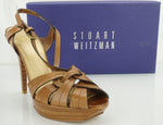 Stuart Weitzman However Brown Leather Platform Strappy Sandals SZ 9.5 NIB $395