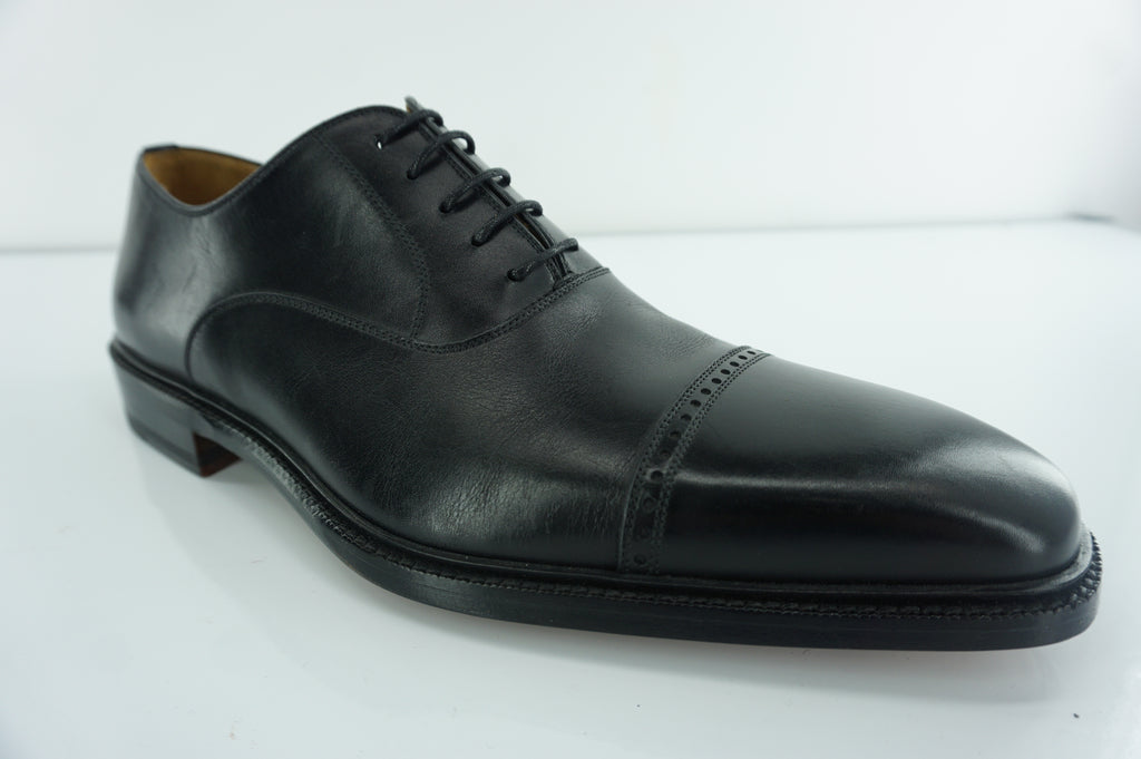 Magnanni Black Leather Wellington Cap Toe Oxford Dress Shoe SZ 8 - 8.5 New $450