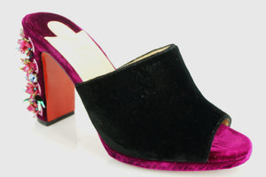 Christian Louboutin Donaflor Velvet Crystal Heel Mule Sandal Size 36.5 $1495