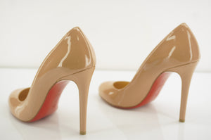 Christian Louboutin Fifille Nude Patent Leather Pumps SZ 39 Simple Round Toe