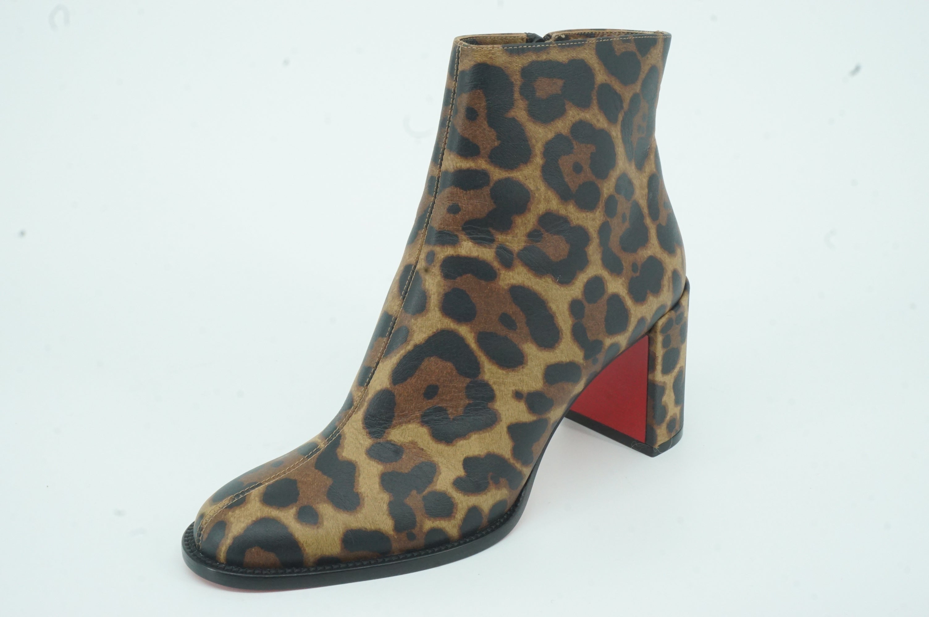 Christian Louboutin Adoxa 70 Ankle Bootie Size 37 NIB $1245 Leopard red bottom