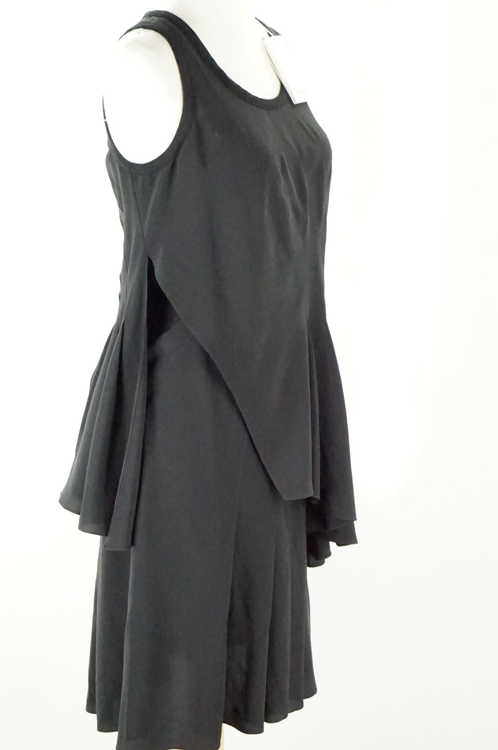 Givenchy Black Silk Tiered Pleated Sleeveless Dress SZ 38 FR 6 US New $1990