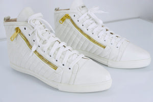 Miu Miu White Leather High Top Zipper Sneakers Size 38.5 New $650